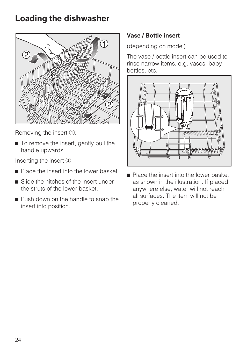 Loading the dishwasher | Miele G 2432 User Manual | Page 24 / 60