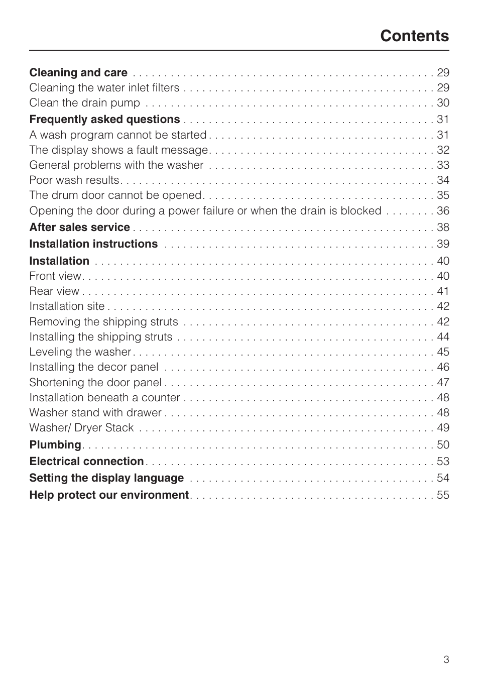 Miele TOUCHTRONIC W 3039 User Manual | Page 3 / 60
