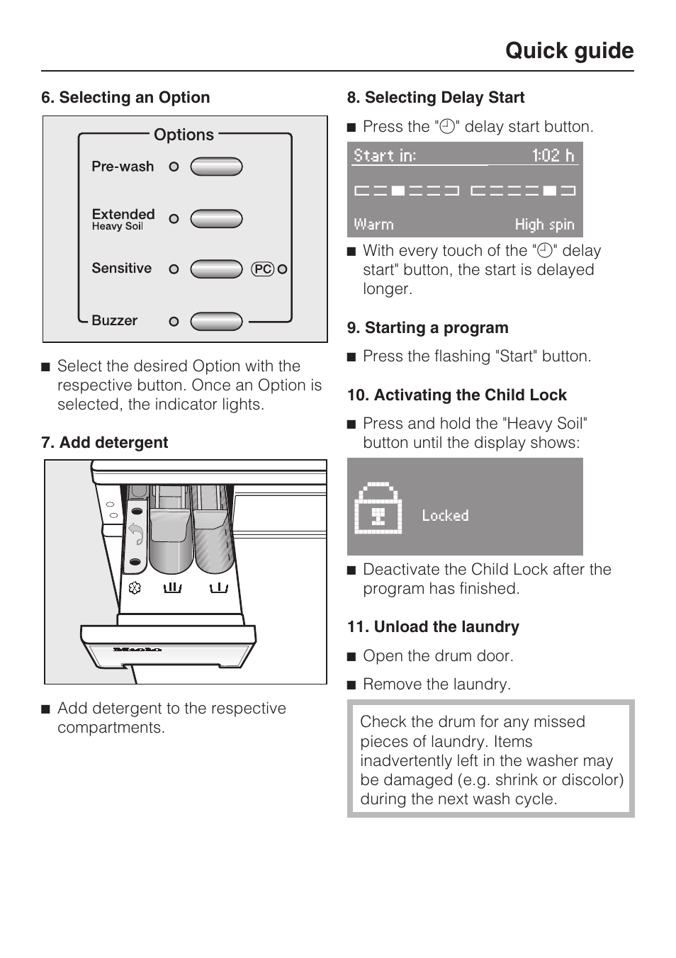 Quick guide | Miele TOUCHTRONIC W 3039 User Manual | Page 31 / 60