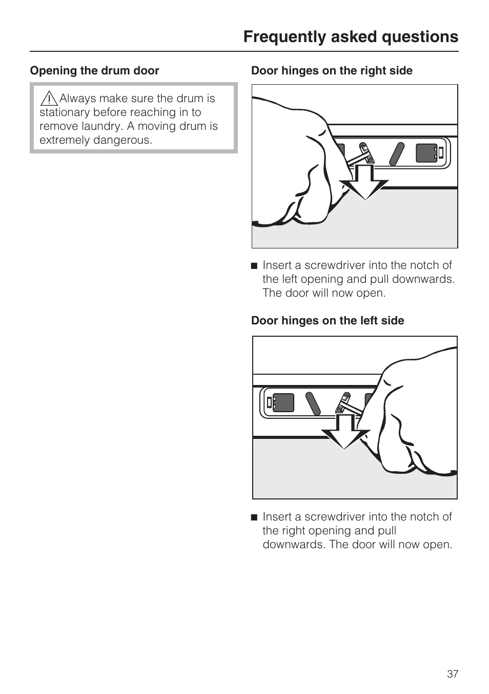 Frequently asked questions | Miele TOUCHTRONIC W 3039 User Manual | Page 41 / 60
