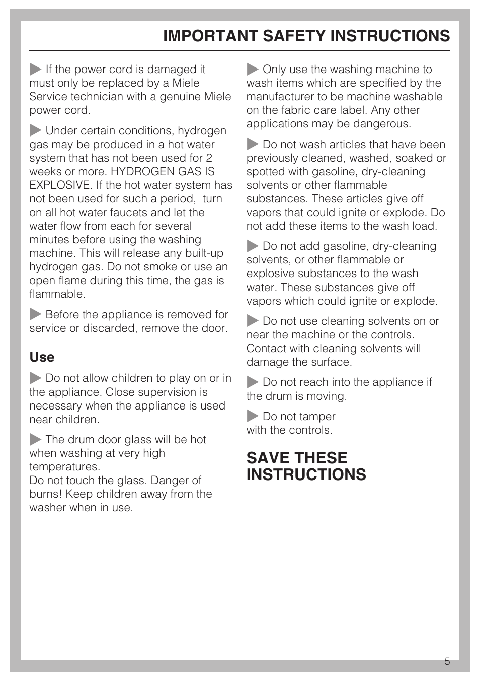 Miele TOUCHTRONIC W 3039 User Manual | Page 5 / 60