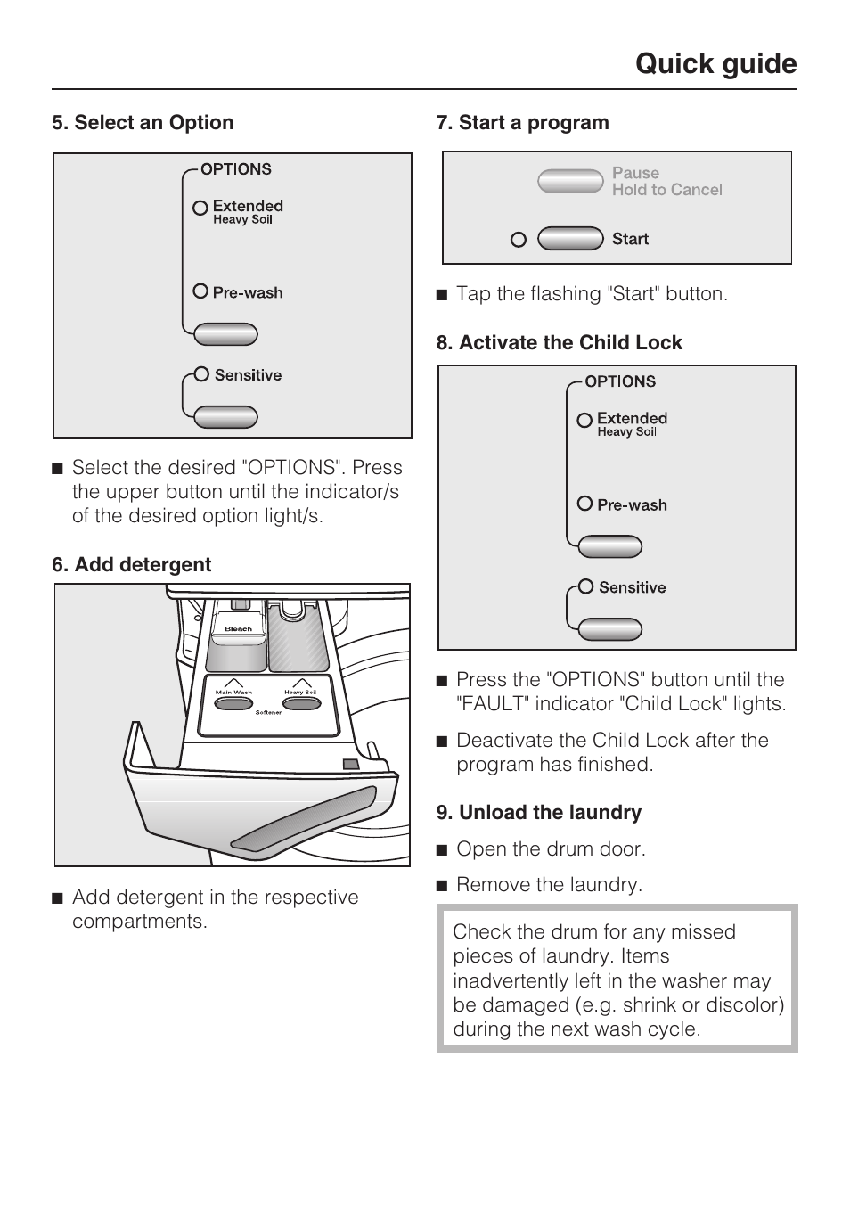 Quick guide | Miele W4802 User Manual | Page 29 / 56