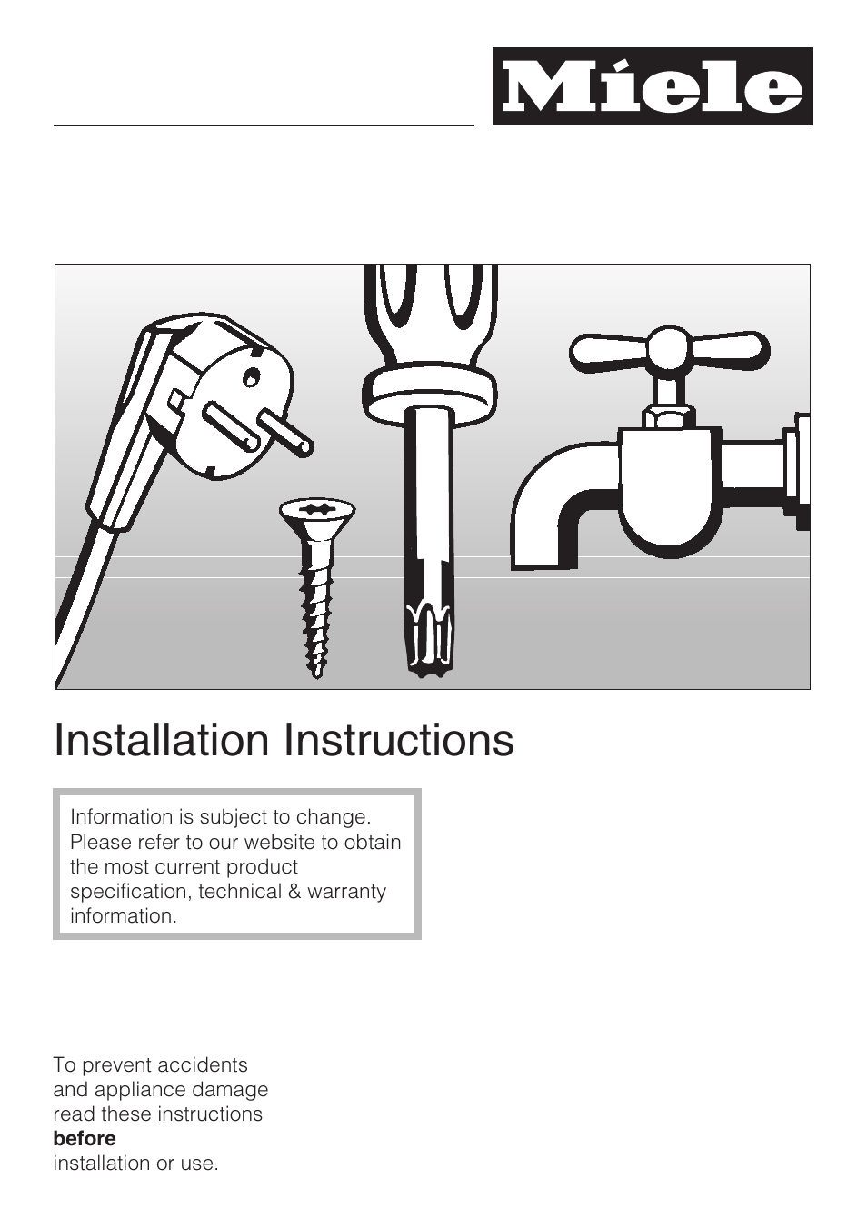 Installation instructions 39, Installation instructions | Miele W4802 User Manual | Page 43 / 56