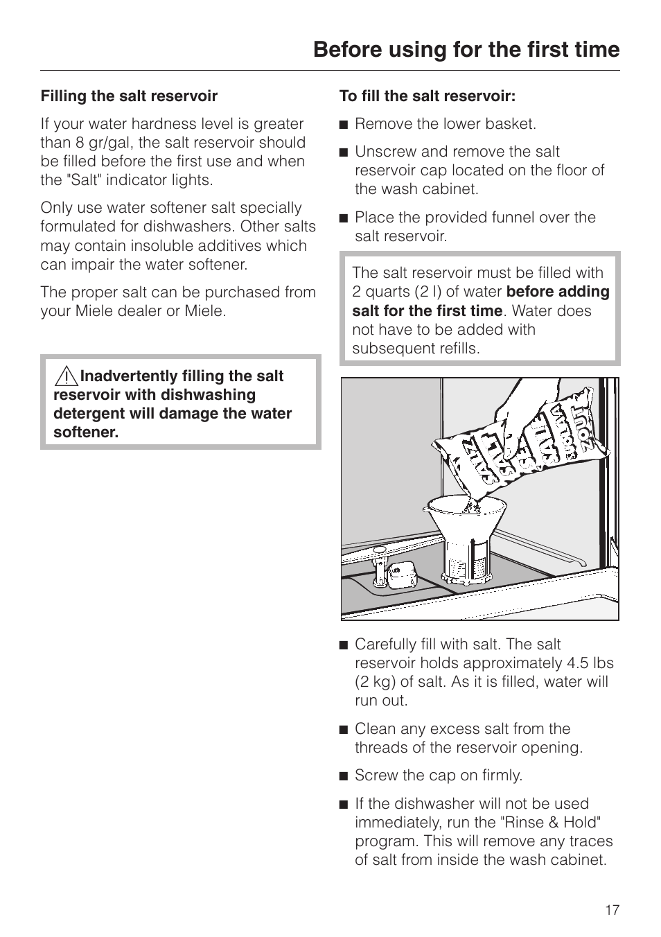 Before using for the first time | Miele INCOGNITO G 818 SCVI User Manual | Page 17 / 56
