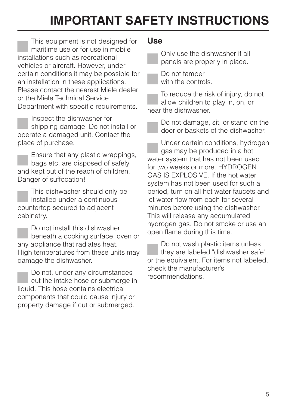Important safety instructions | Miele INCOGNITO G 818 SCVI User Manual | Page 5 / 56