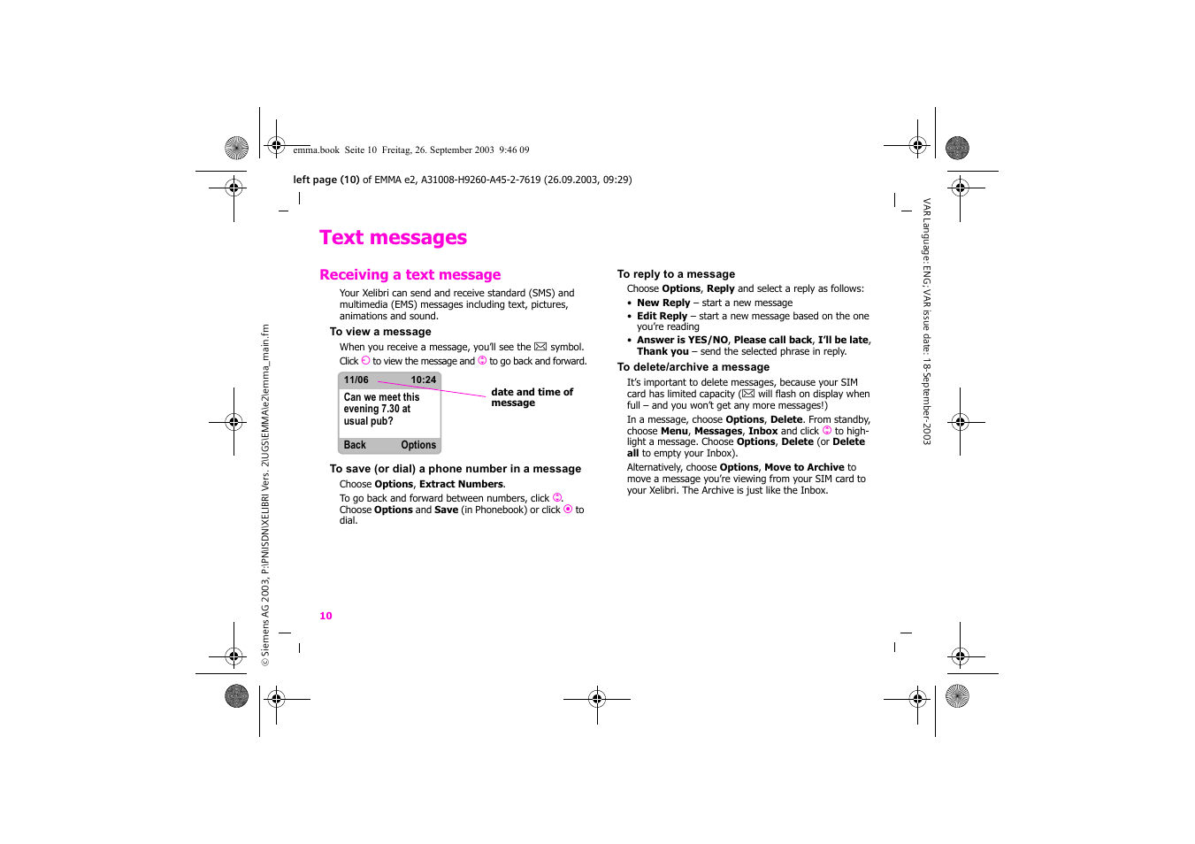 Text messages | Siemens Xelibri 7 User Manual | Page 11 / 31