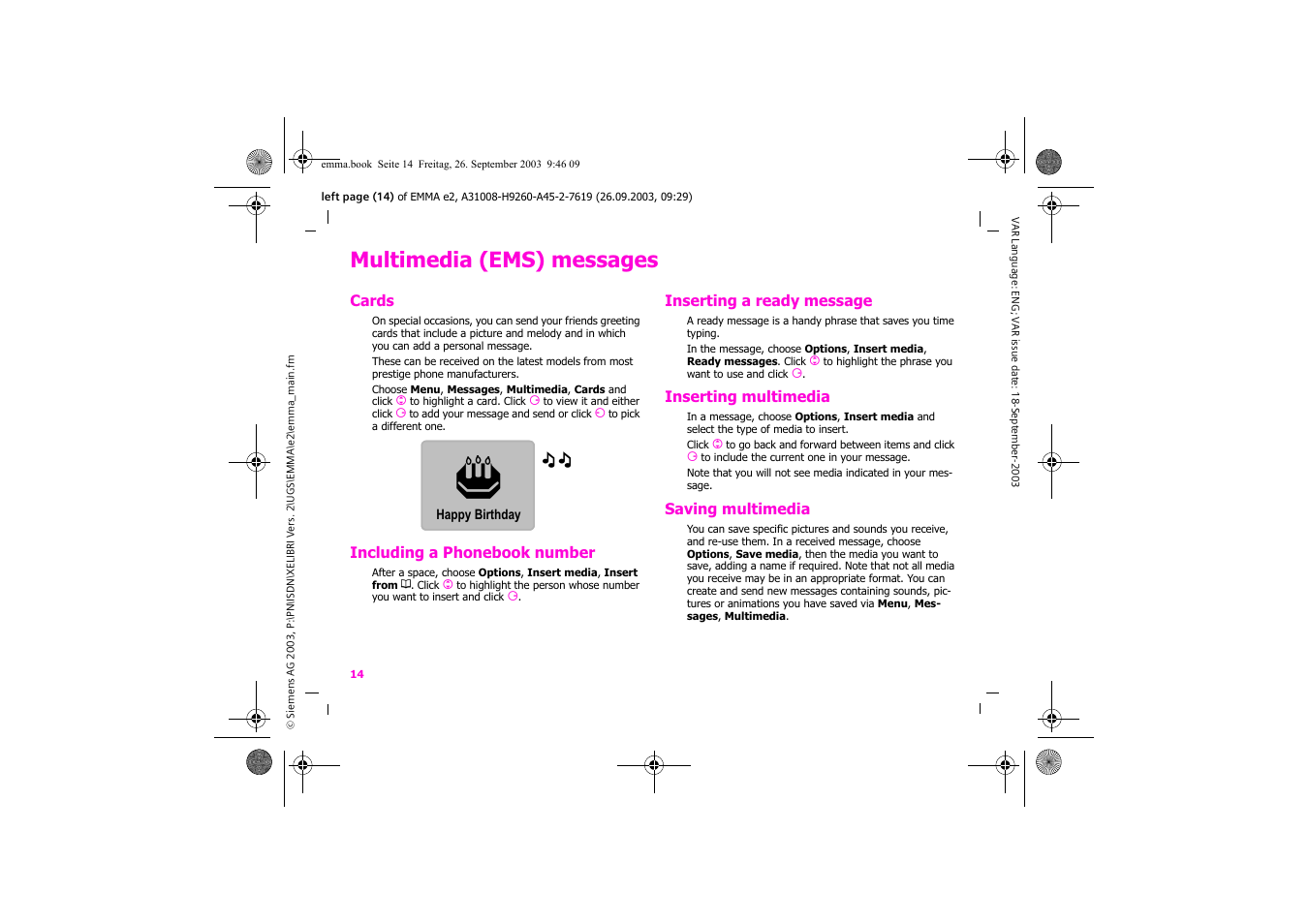 Multimedia (ems) messages | Siemens Xelibri 7 User Manual | Page 15 / 31