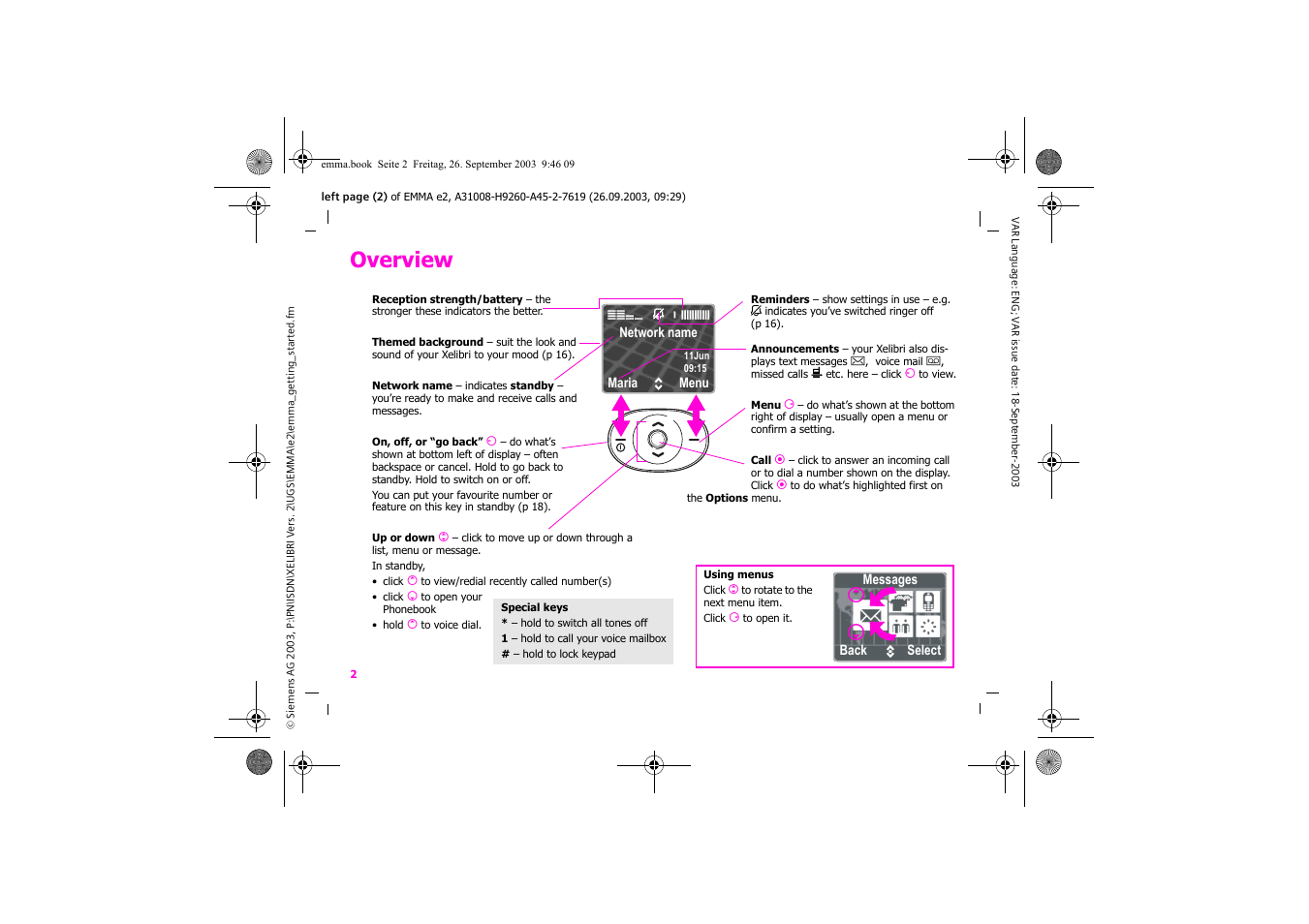 Overview | Siemens Xelibri 7 User Manual | Page 3 / 31