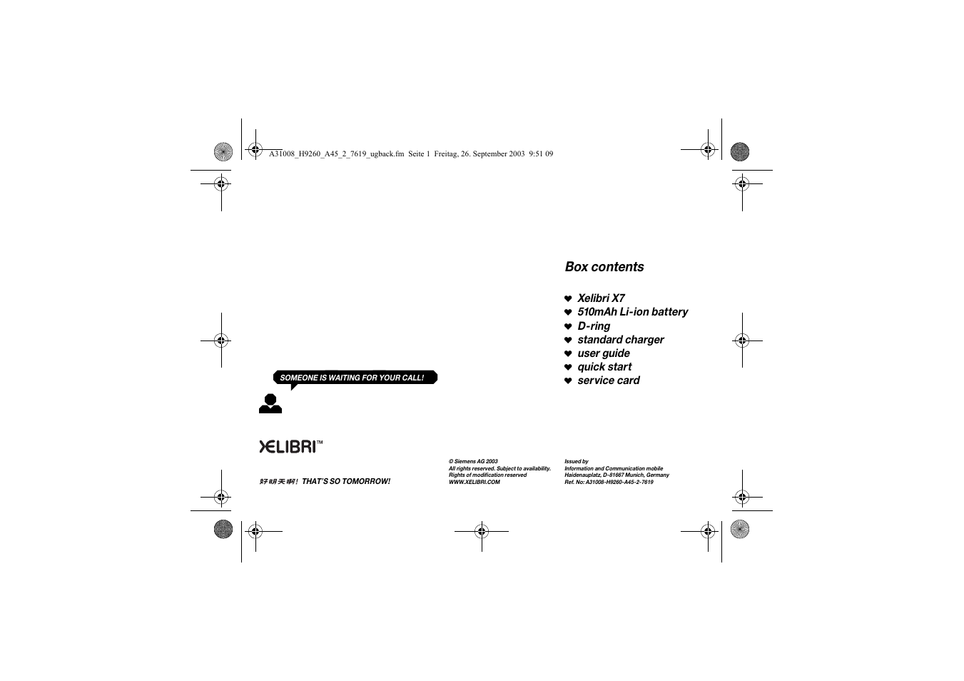 Siemens Xelibri 7 User Manual | Page 31 / 31