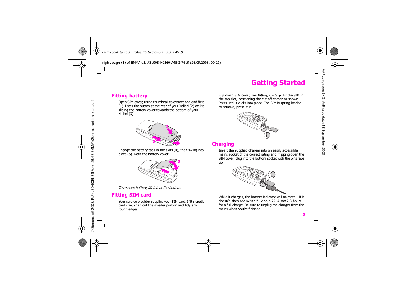 Getting started | Siemens Xelibri 7 User Manual | Page 4 / 31