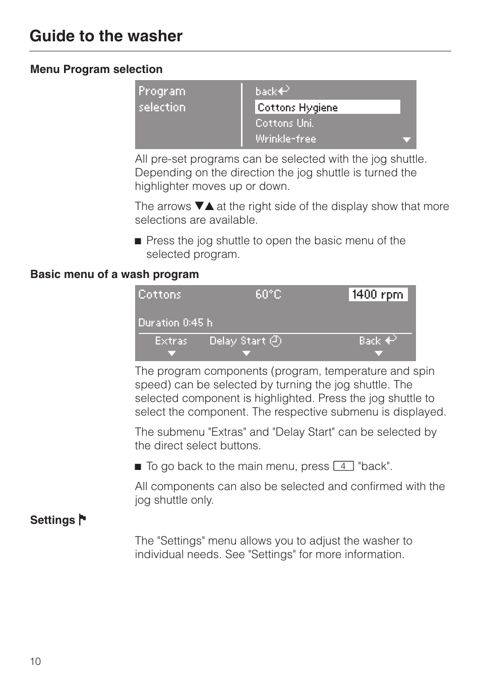 Guide to the washer | Miele PW 6065 User Manual | Page 10 / 72