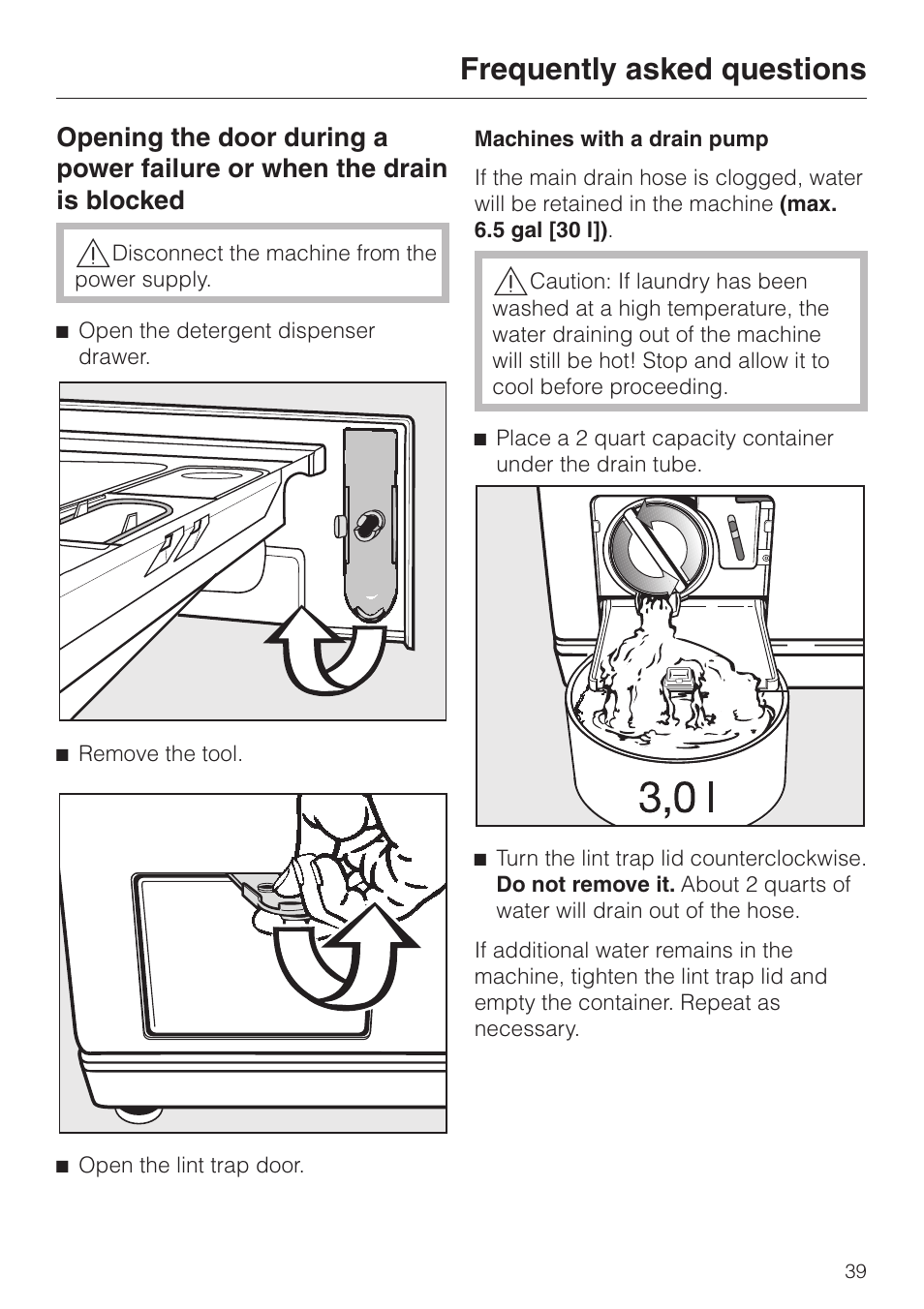 Frequently asked questions | Miele PW 6065 User Manual | Page 39 / 72