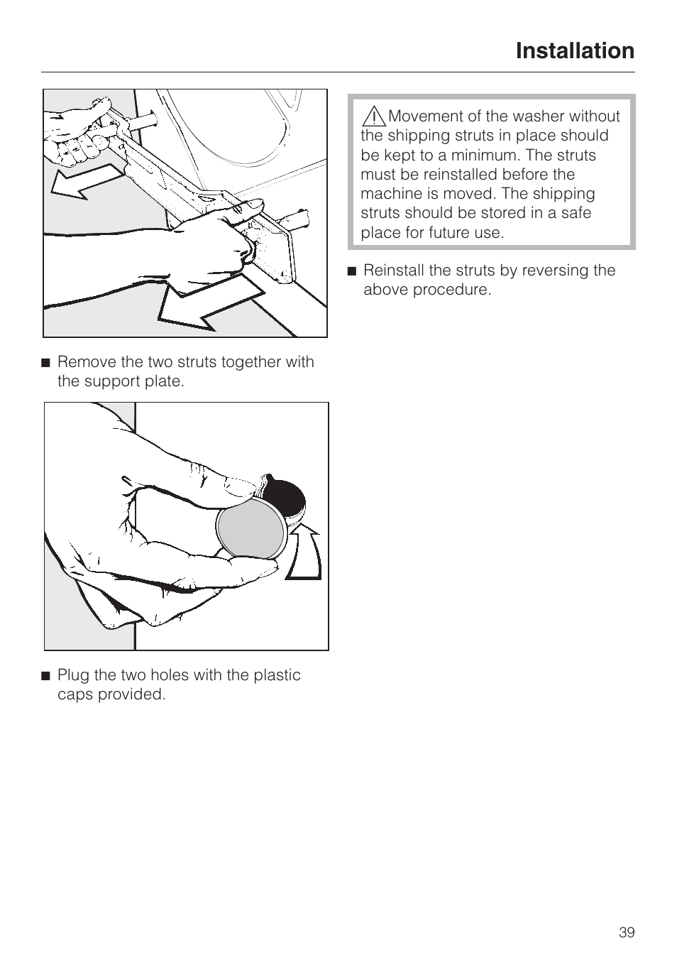 Installation | Miele W1986 User Manual | Page 43 / 52