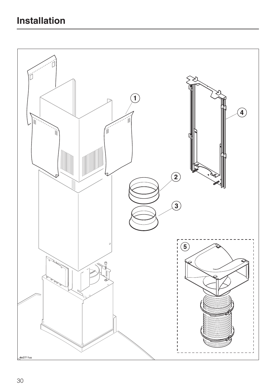 Installation 30, Installation | Miele DA5190W User Manual | Page 30 / 40