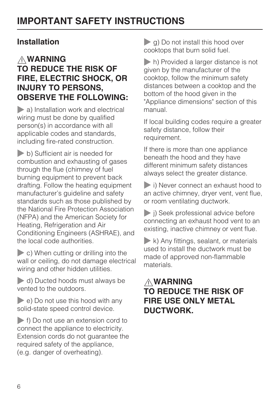 Important safety instructions | Miele DA5190W User Manual | Page 6 / 40