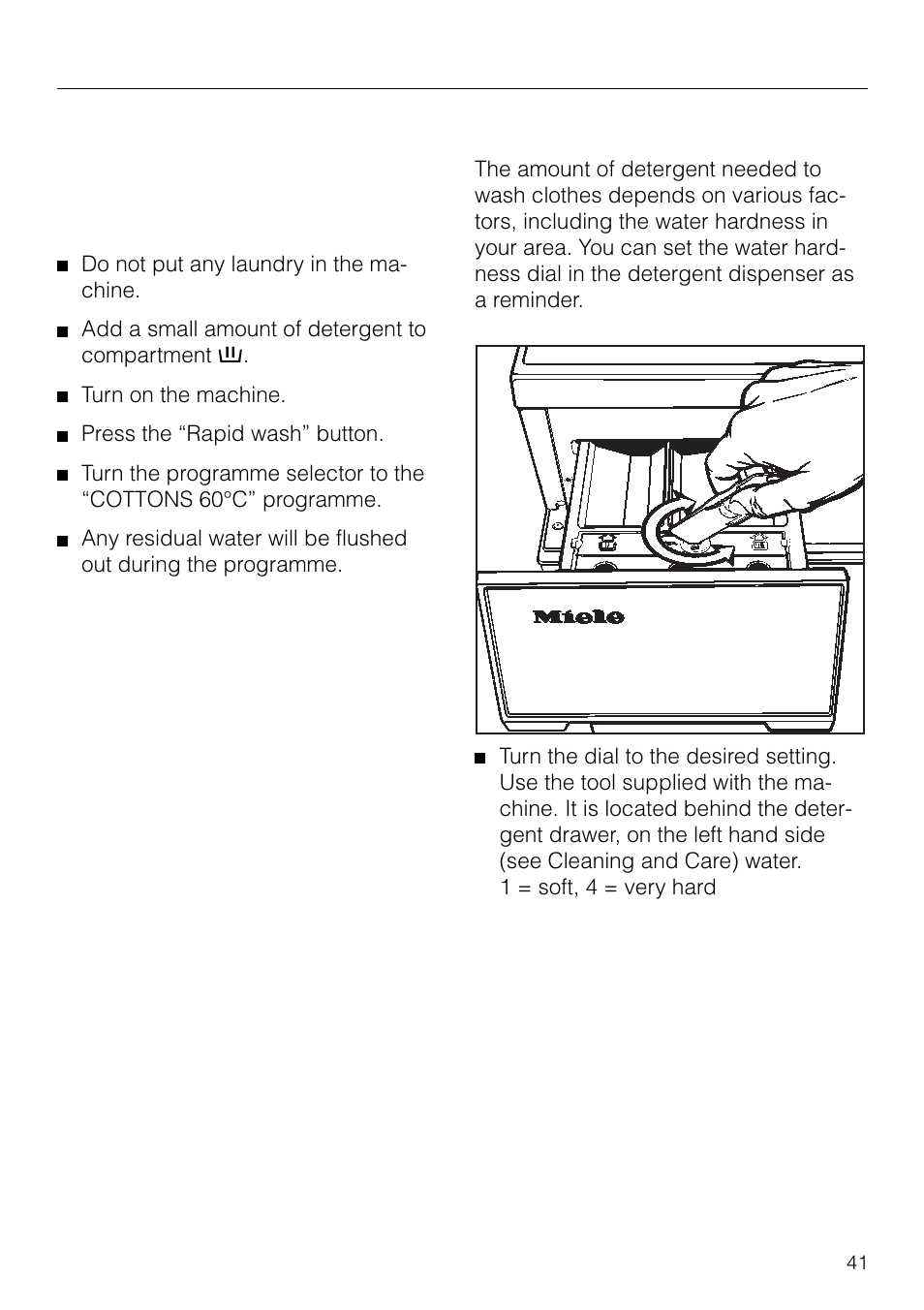Installation instructions, Water hardness reminder | Miele W 1918 User Manual | Page 41 / 48