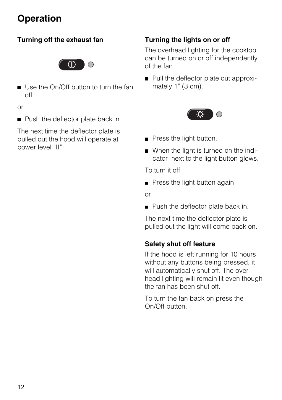 Operation | Miele DA 337 I User Manual | Page 12 / 44