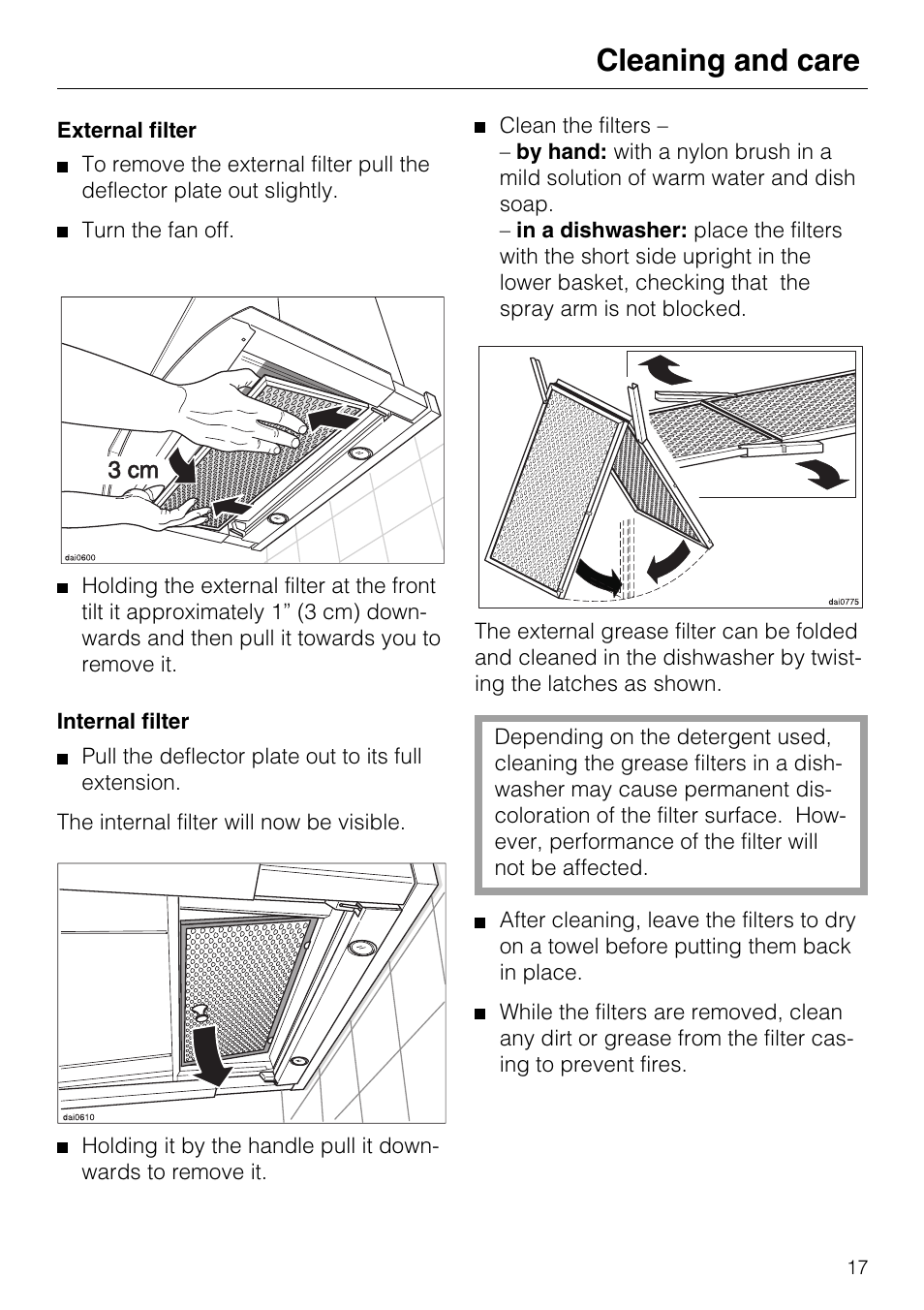 Cleaning and care | Miele DA 337 I User Manual | Page 17 / 44