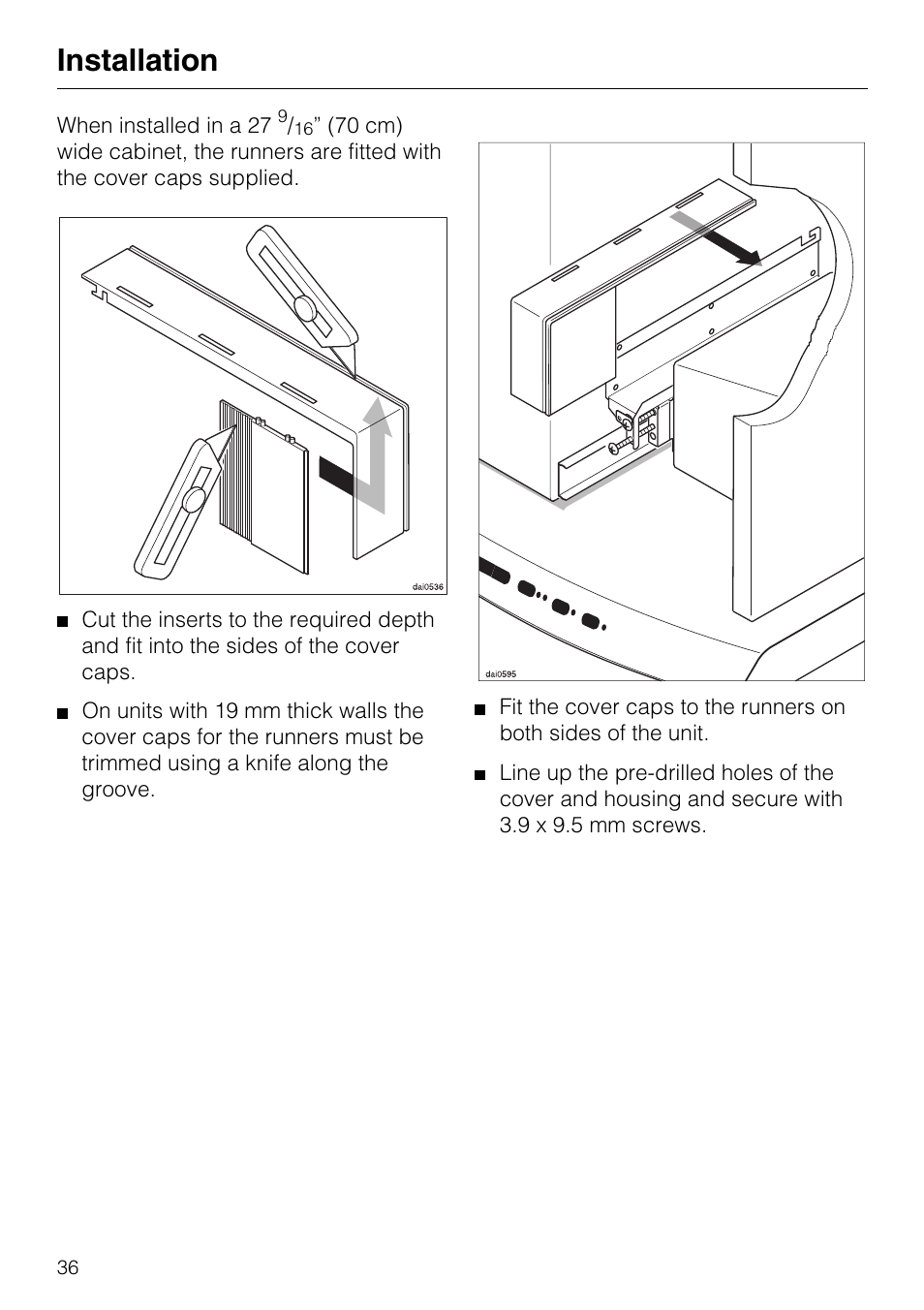 Air extraction 37, Air extraction, Installation | Miele DA 337 I User Manual | Page 36 / 44