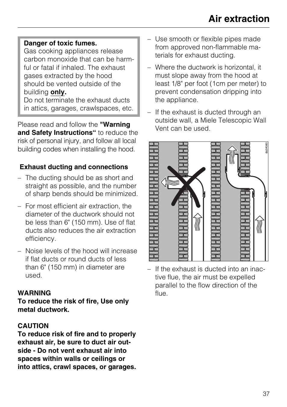 Air extraction | Miele DA 337 I User Manual | Page 37 / 44