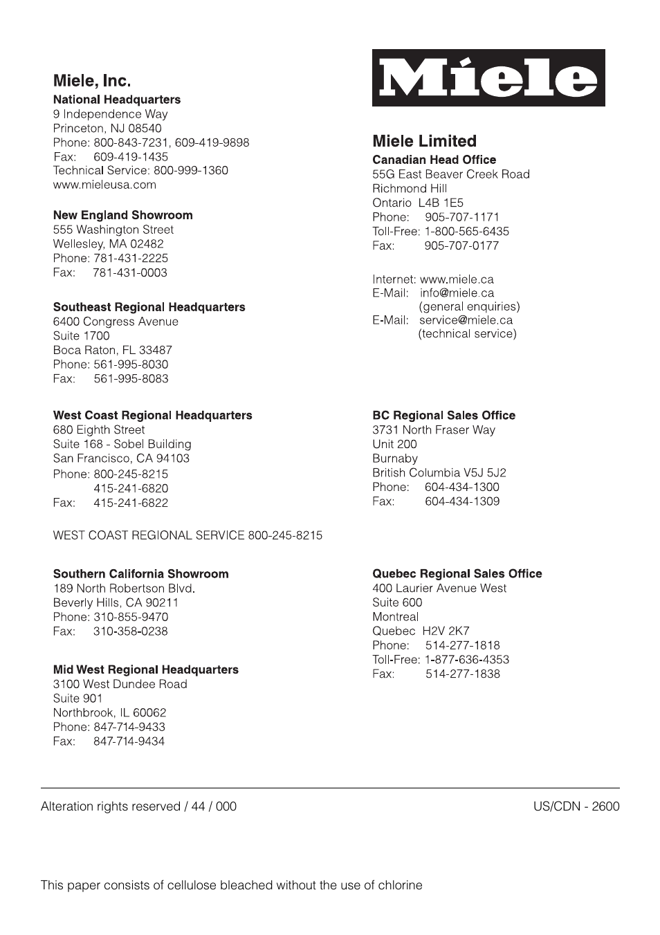 Miele DA 337 I User Manual | Page 44 / 44