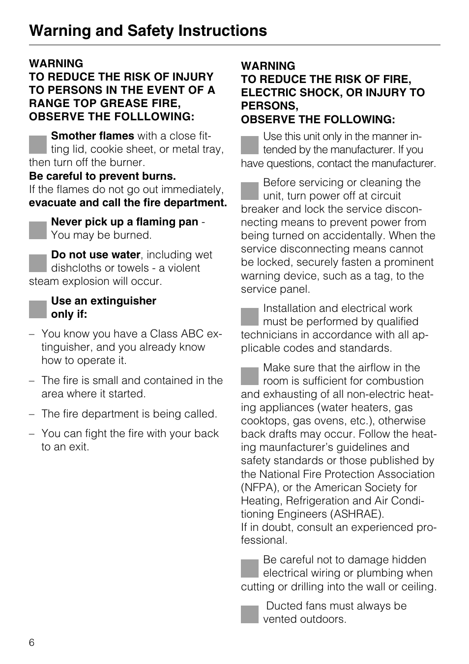 Warning and safety instructions | Miele DA 337 I User Manual | Page 6 / 44