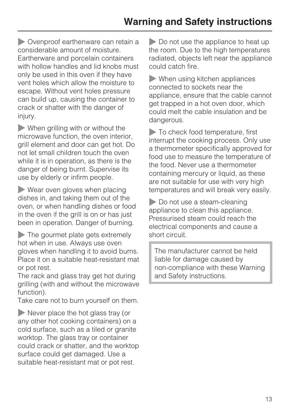 Warning and safety instructions | Miele M 8151-1 User Manual | Page 13 / 56