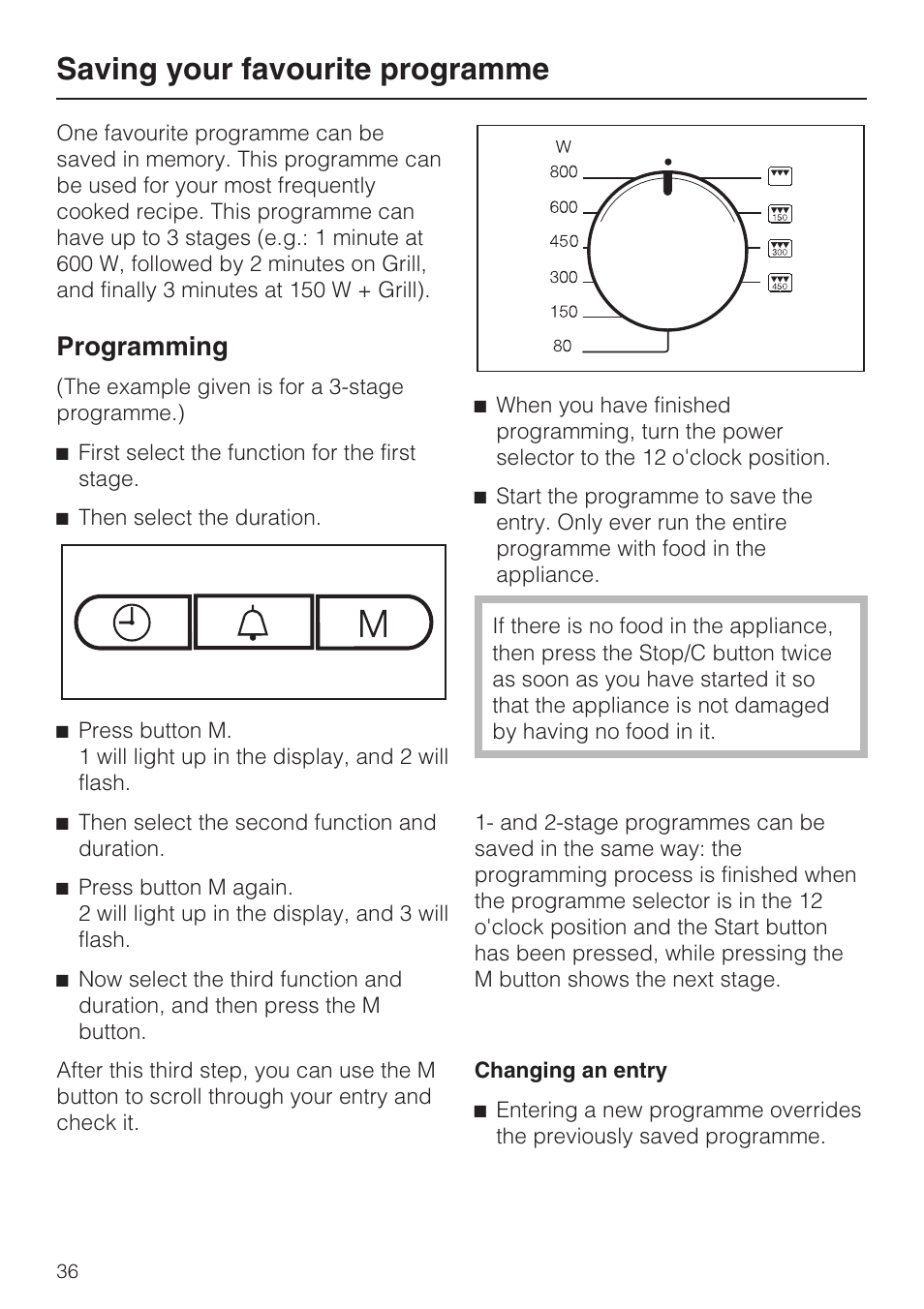 Saving your favourite programme 36, Saving your favourite programme, Programming | Miele M 8151-1 User Manual | Page 36 / 56