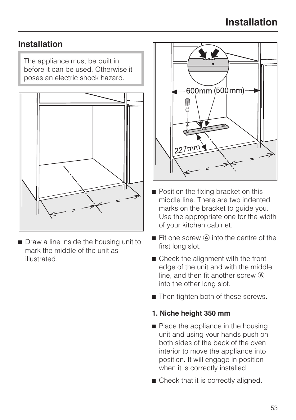 Installation | Miele M 8151-1 User Manual | Page 53 / 56