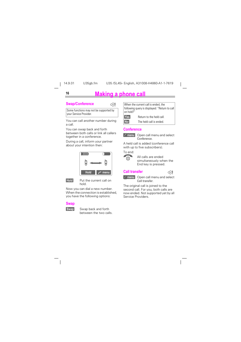 0dnlqj d skrqh fdoo | Siemens SL45i User Manual | Page 18 / 90