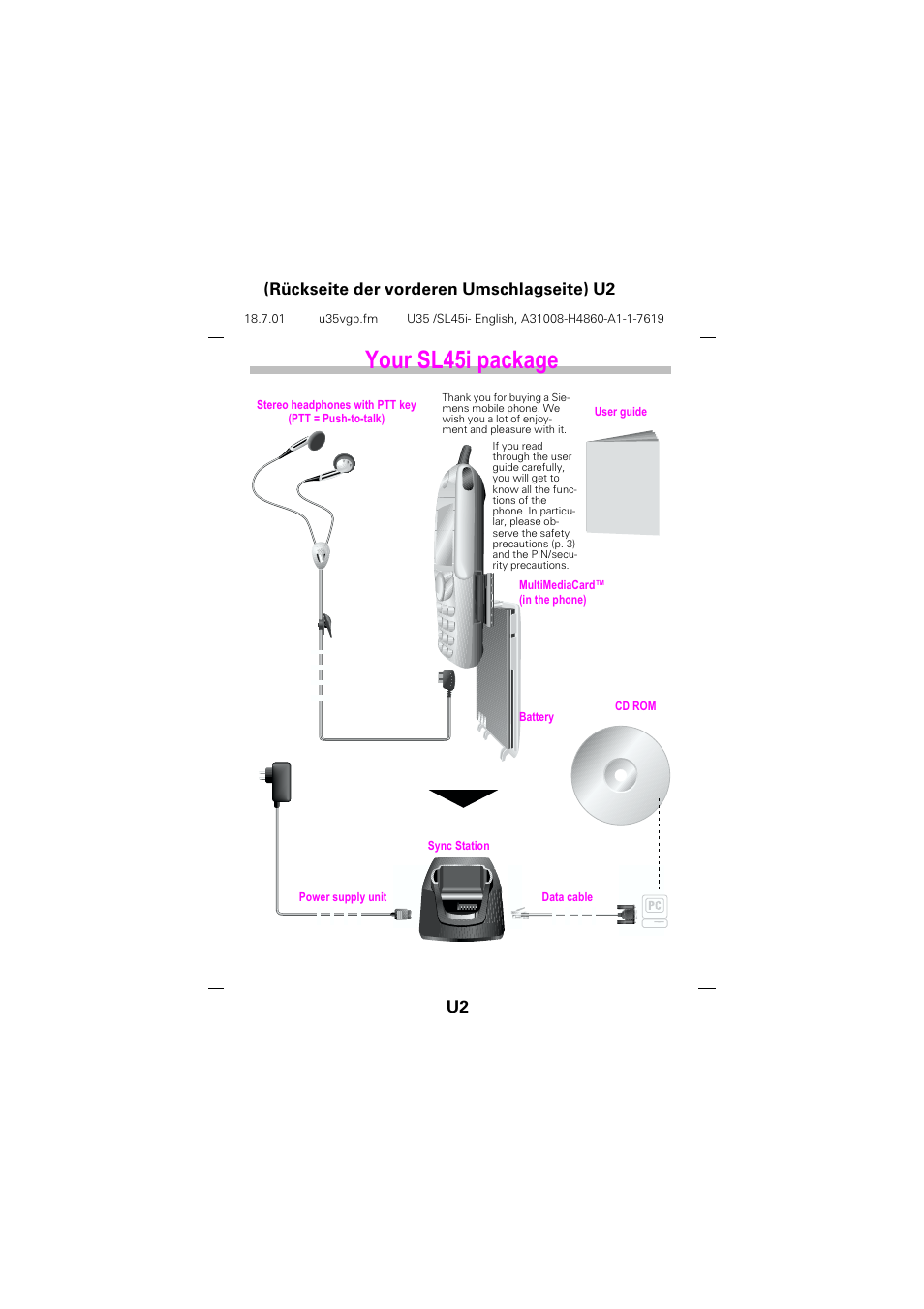 Rxu 6/l sdfndjh, U2 (rückseite der vorderen umschlagseite) u2 | Siemens SL45i User Manual | Page 2 / 90