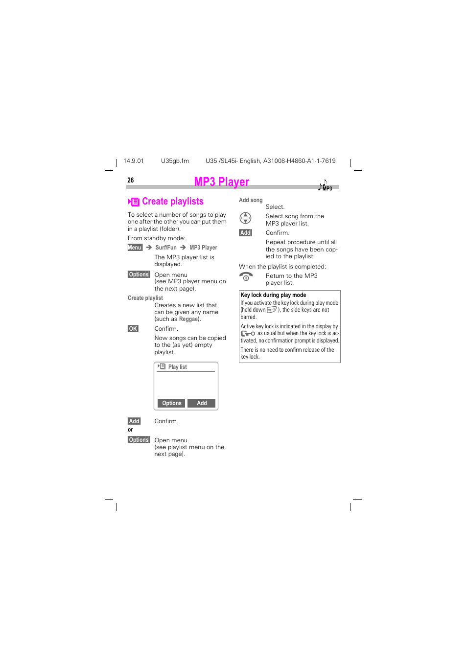 See p. 26), 03 3od\hu, Kk &uhdwh sod\olvwv | Siemens SL45i User Manual | Page 28 / 90