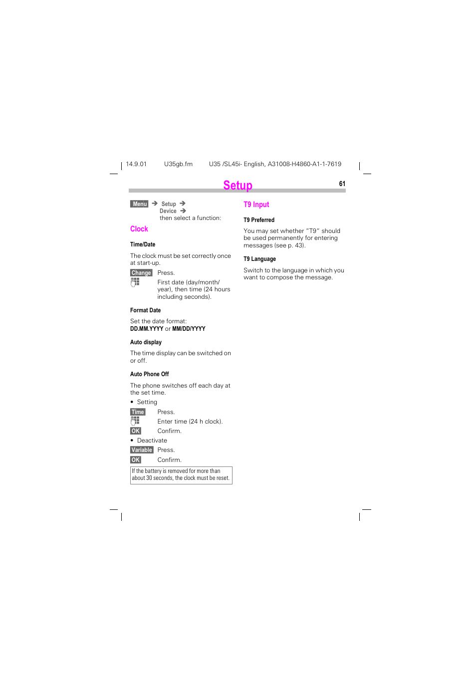 See p. 61, 6hwxs | Siemens SL45i User Manual | Page 63 / 90