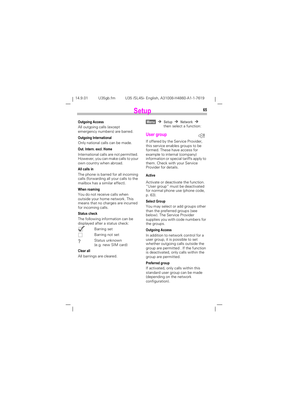 6hwxs | Siemens SL45i User Manual | Page 67 / 90