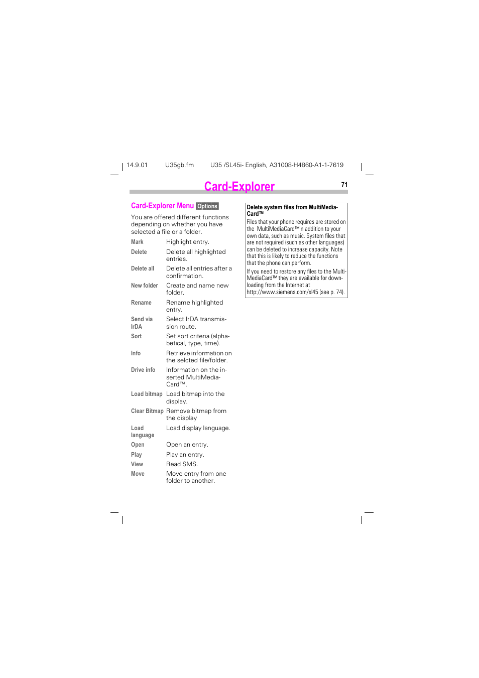 Dug([soruhu | Siemens SL45i User Manual | Page 73 / 90