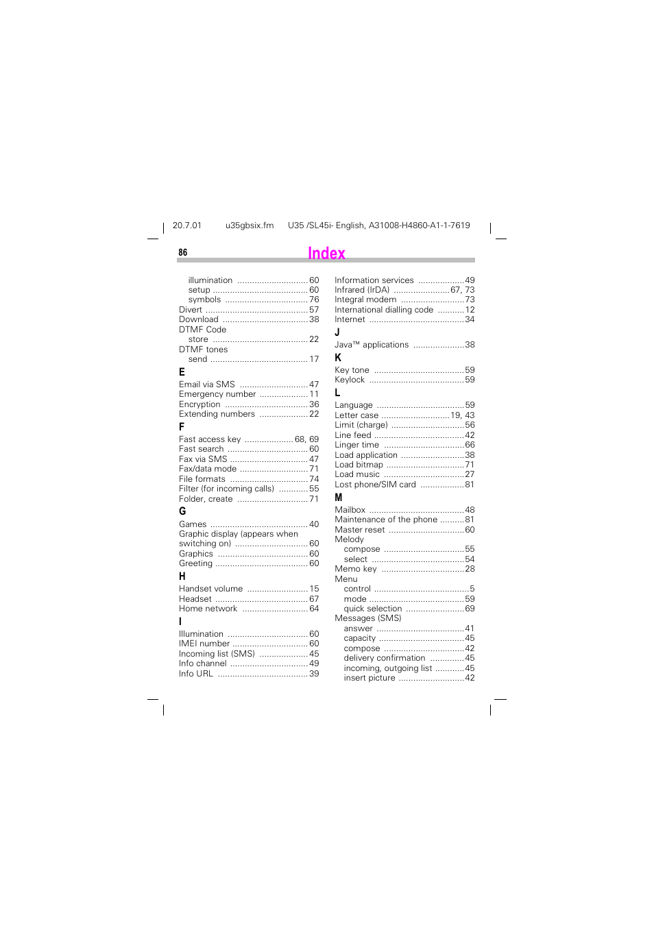 Siemens SL45i User Manual | Page 88 / 90