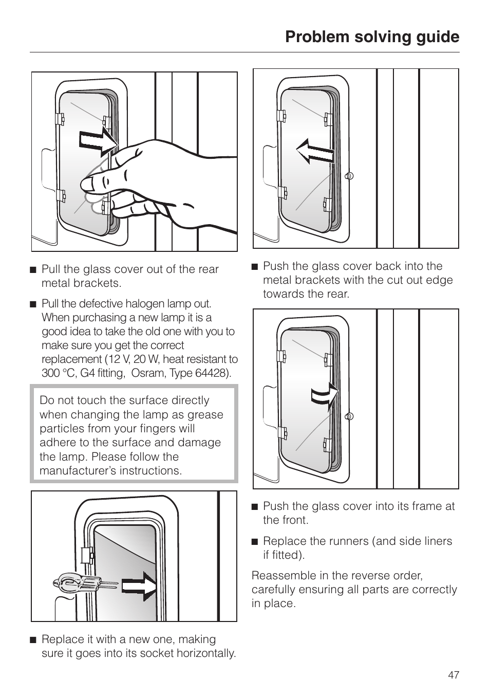 Problem solving guide | Miele H 4681 User Manual | Page 47 / 60