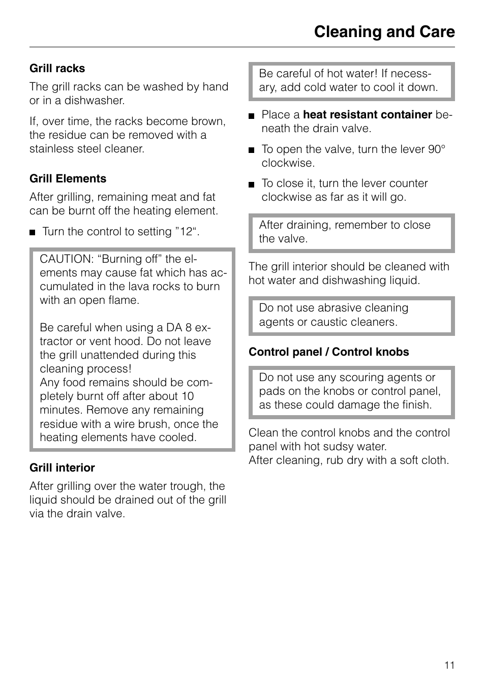 Cleaning and care | Miele KM88-2 User Manual | Page 11 / 20