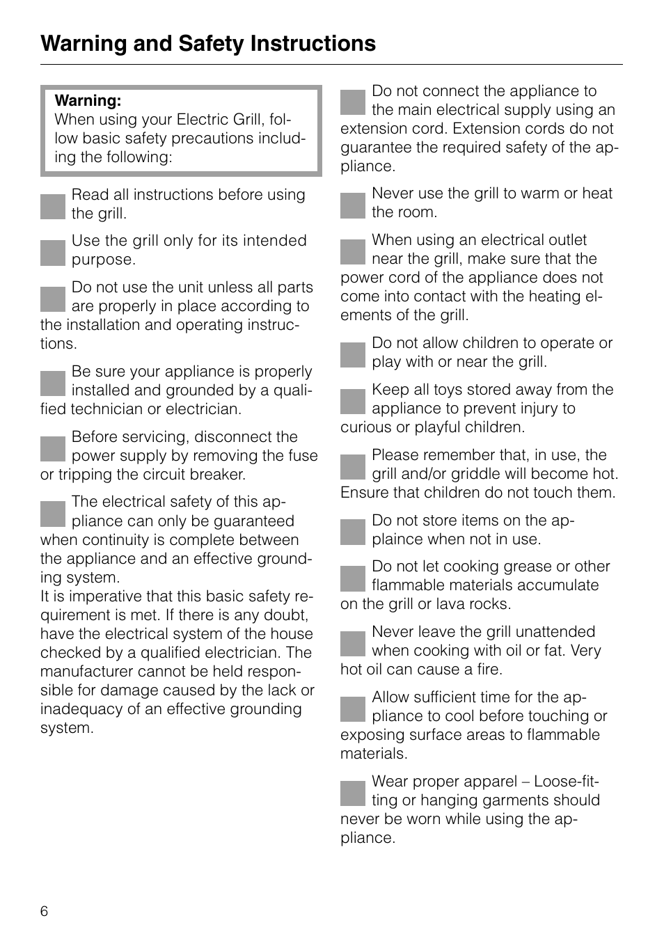 Warning and safety instructions | Miele KM88-2 User Manual | Page 6 / 20