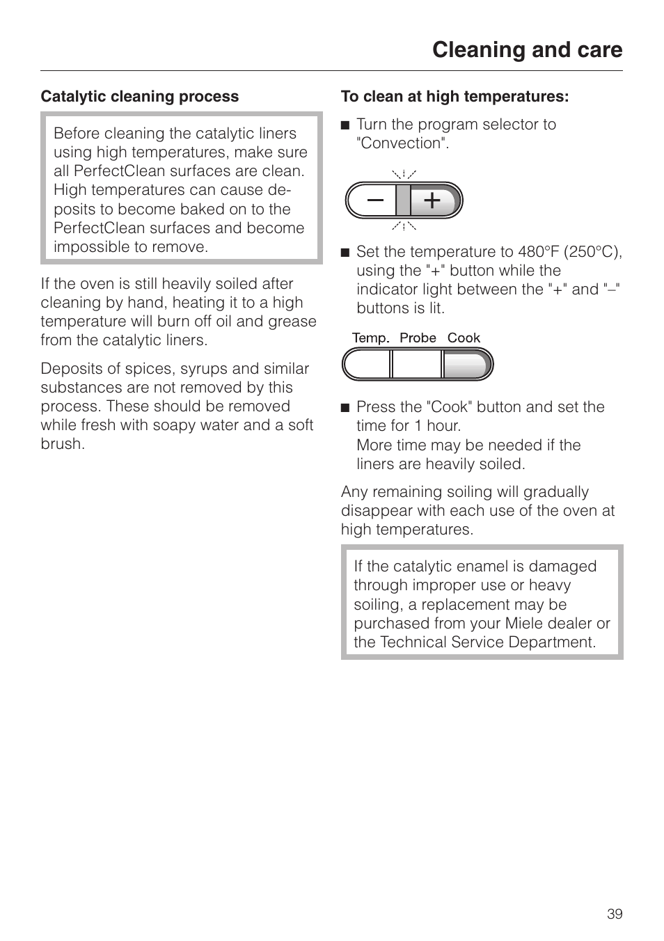 Cleaning and care | Miele H350-2B User Manual | Page 39 / 56