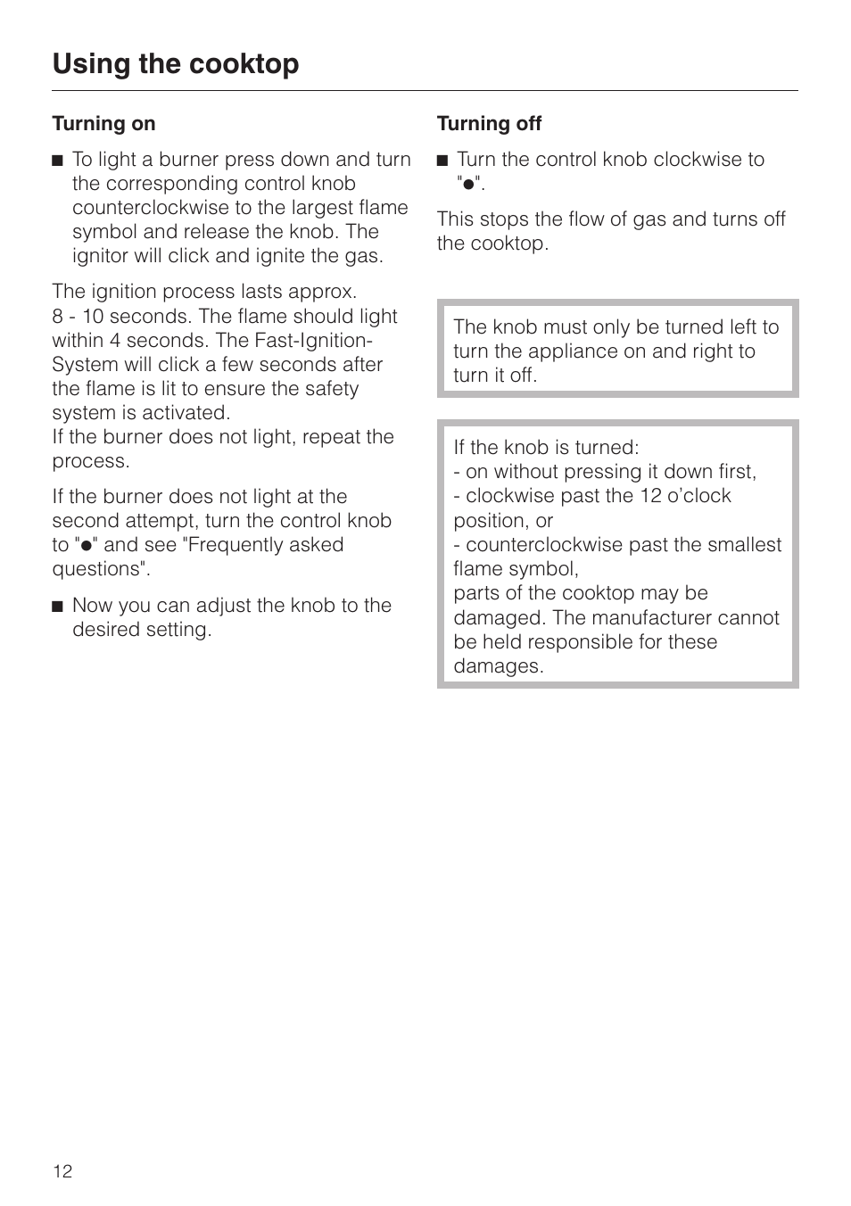 Using the cooktop | Miele KM391 User Manual | Page 12 / 36