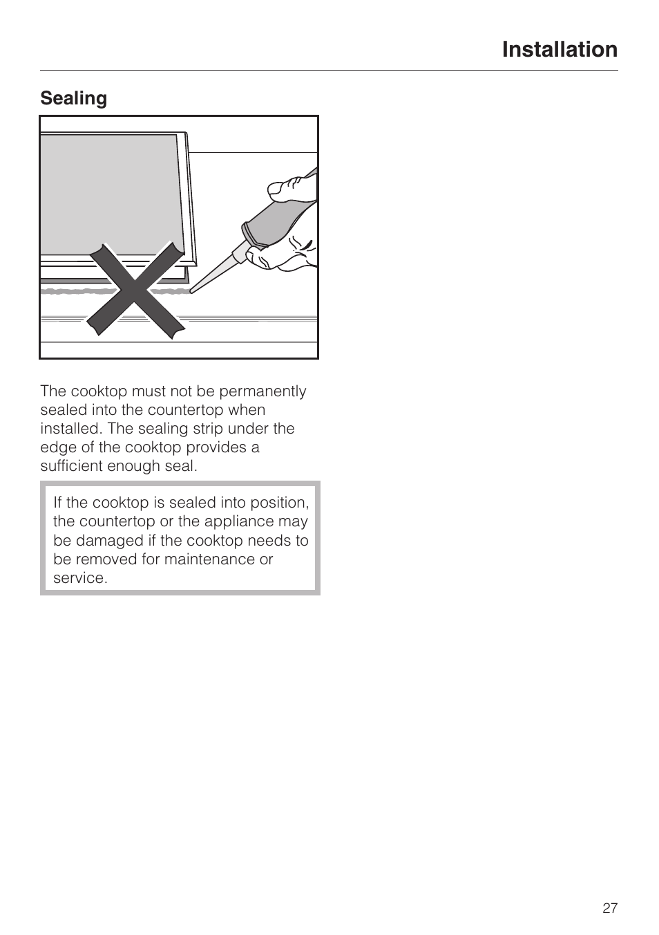 Installation | Miele KM391 User Manual | Page 27 / 36