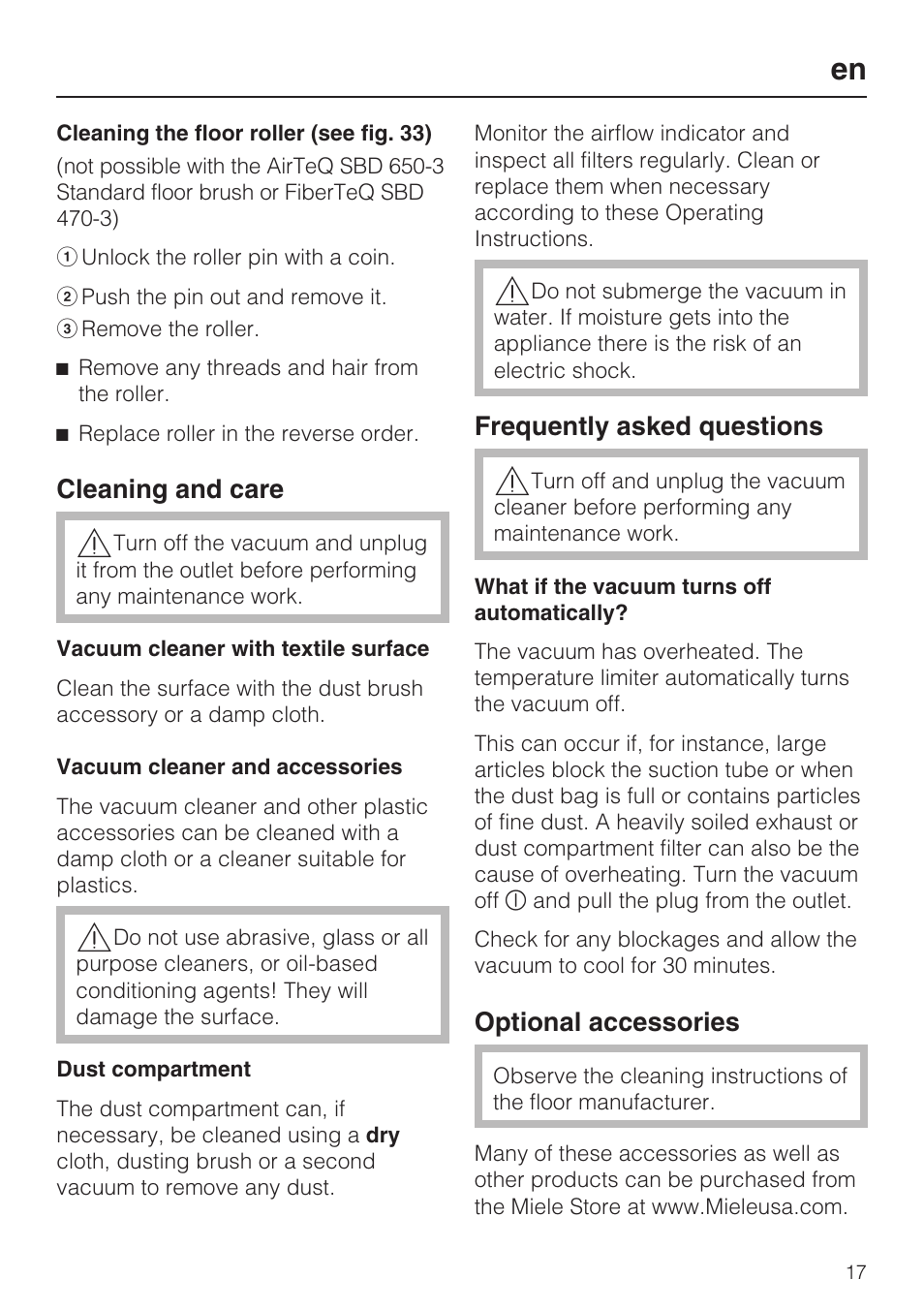 Miele S 6000 User Manual | Page 17 / 80