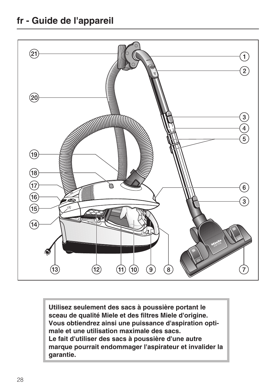 Fr - guide de l'appareil | Miele S 6000 User Manual | Page 28 / 80