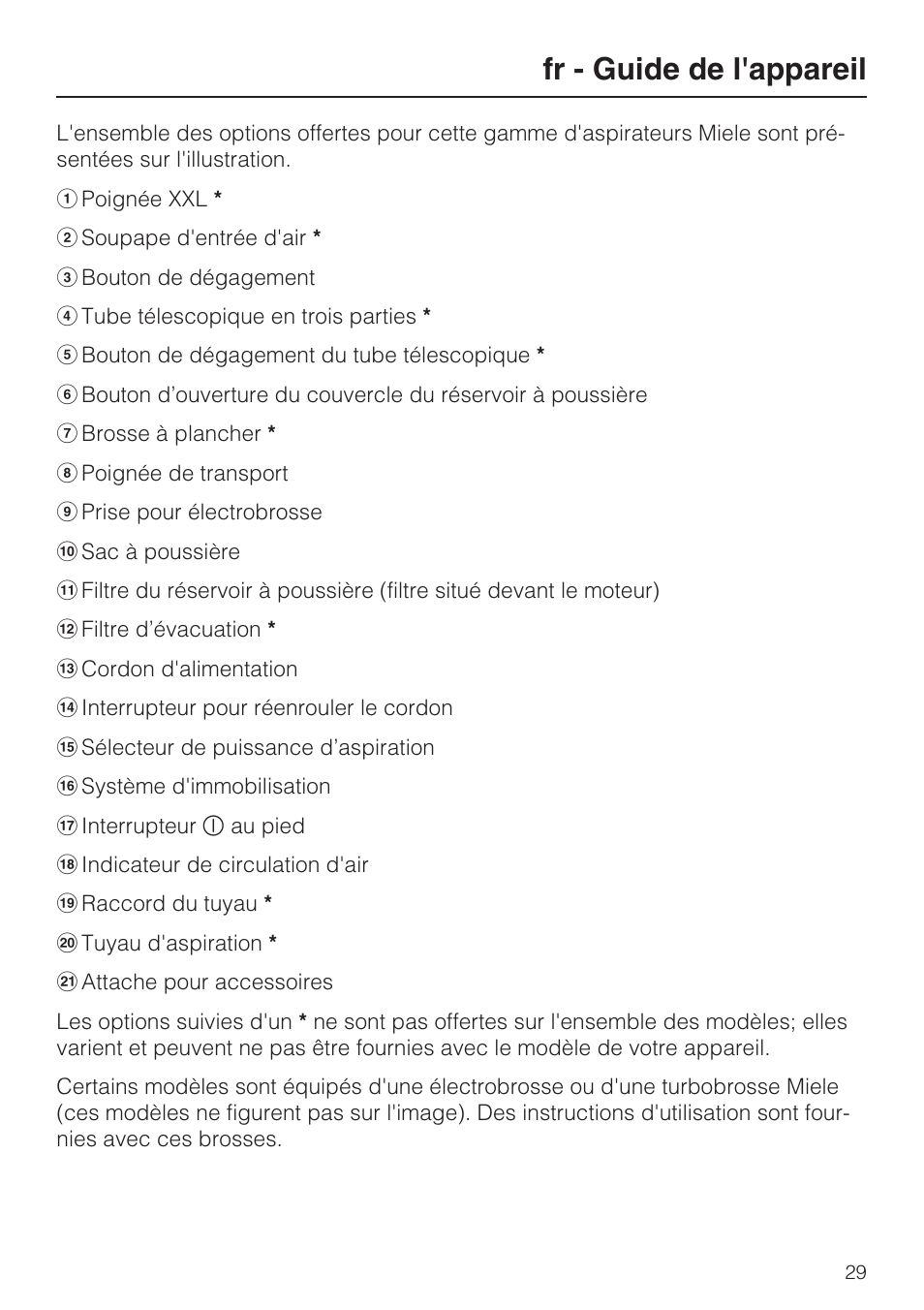 Fr - guide de l'appareil | Miele S 6000 User Manual | Page 29 / 80