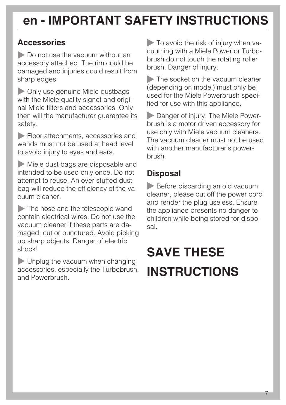 Miele S 6000 User Manual | Page 7 / 80