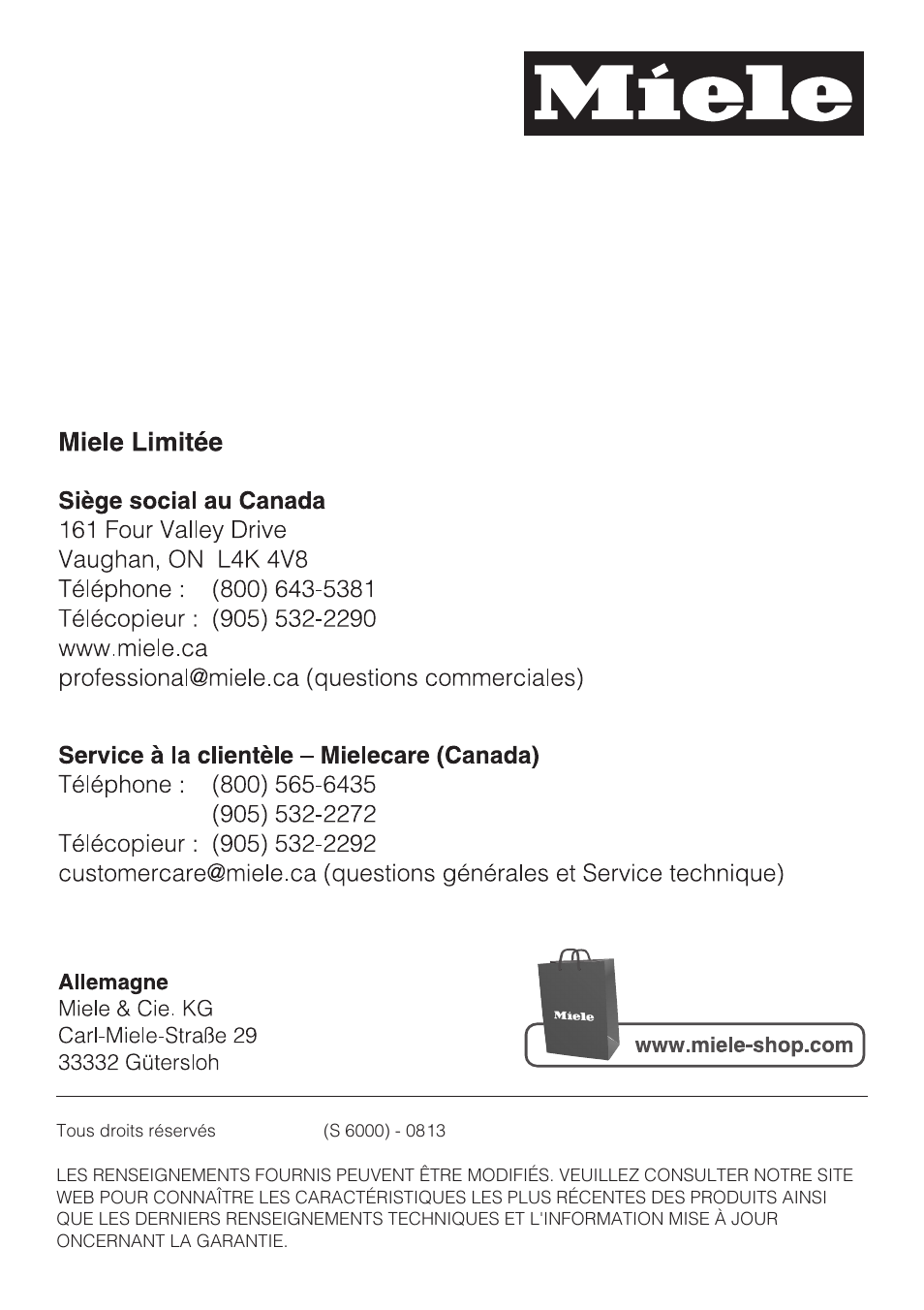 Miele S 6000 User Manual | Page 79 / 80