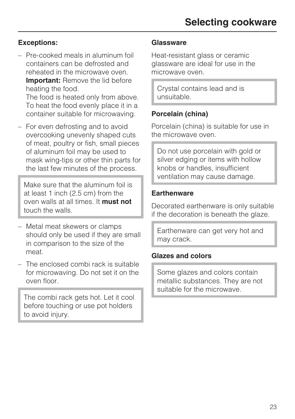 Selecting cookware | Miele H4080BM User Manual | Page 23 / 68