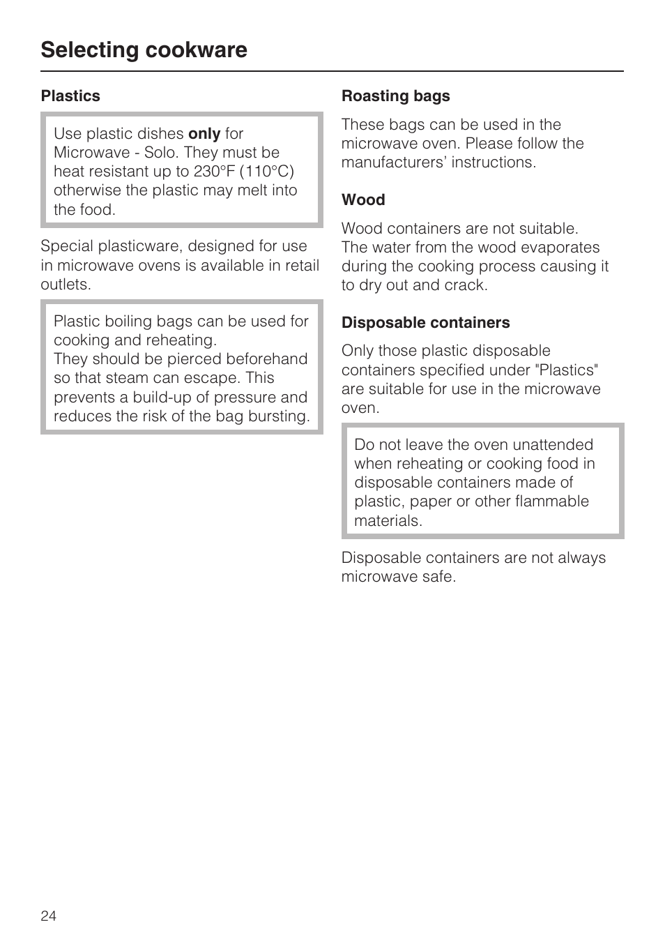 Selecting cookware | Miele H4080BM User Manual | Page 24 / 68