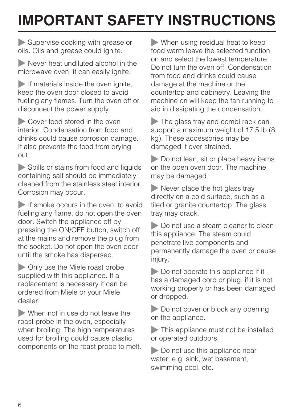 Important safety instructions | Miele H4080BM User Manual | Page 6 / 68